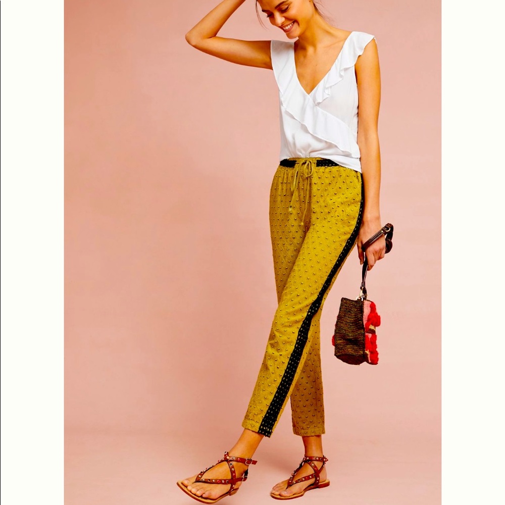 Anthropology Cropped Eyelet Pants